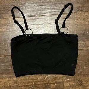 Adika Black Top with Silver Ring Accent